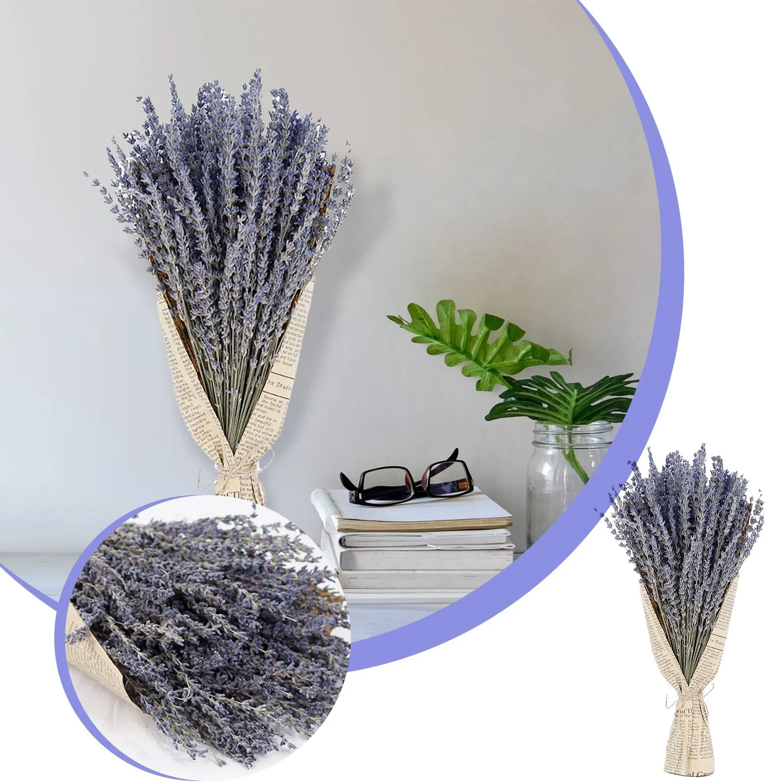 Winter Flowers Artificial Lavender Dried Flower Bouquet Natural Home Aromatherapy Home Decoration Decorative Flowers Small Vase