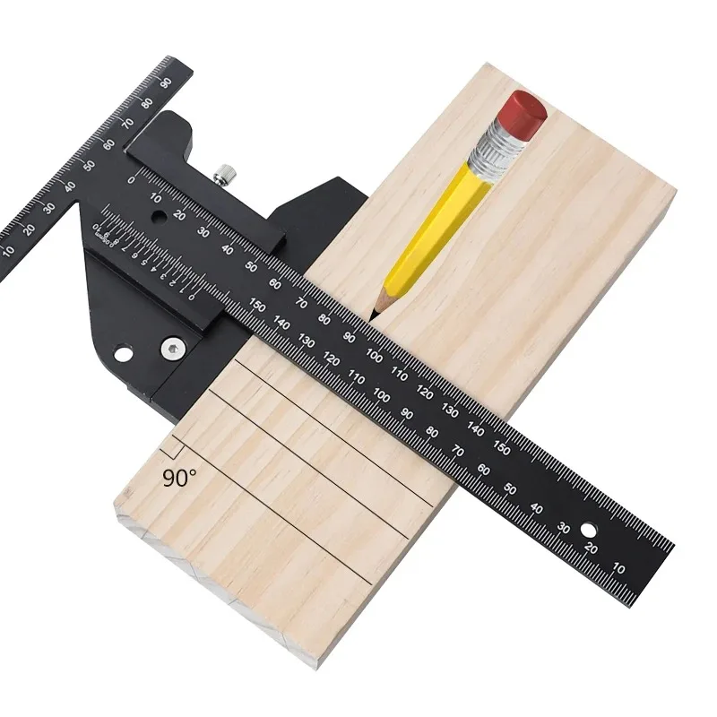 

Woodworking scribing ruler, aluminum alloy T-shaped scribing tool, depth vernier measuring ruler, multifunctional DIY