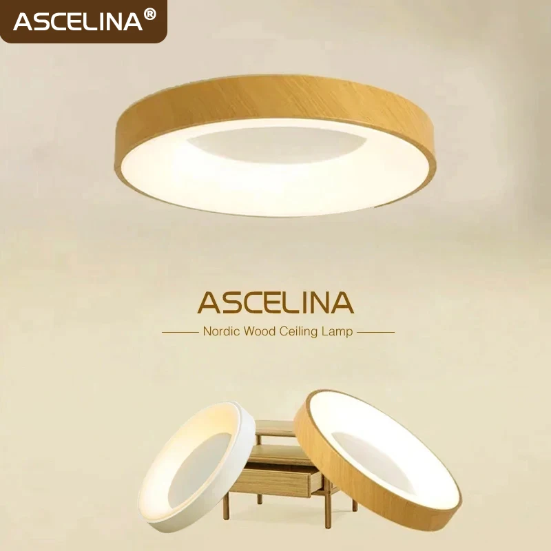 Nordic Wood Grain LED Ceiling Light, Lâmpada Acrílica Branca, Sala de estar, Sala de jantar, Quarto, Estudo, Interior, Decoração Home Iluminação