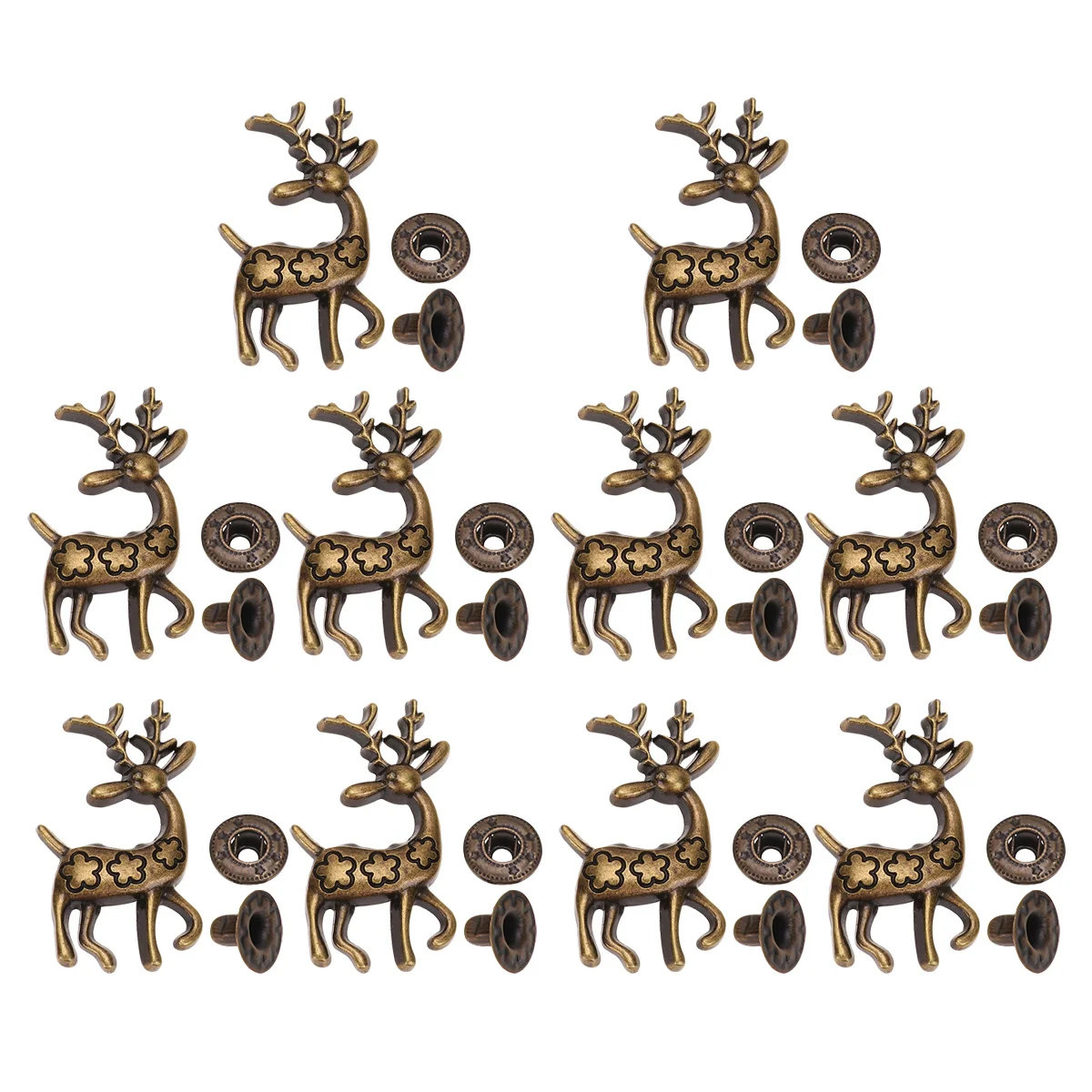

10Sets Bronze Alloy Deer Snap Button Buckle Fasteners Simple Install for Bags Clothing Craft DIY Accessories Alloy Snap Buttons