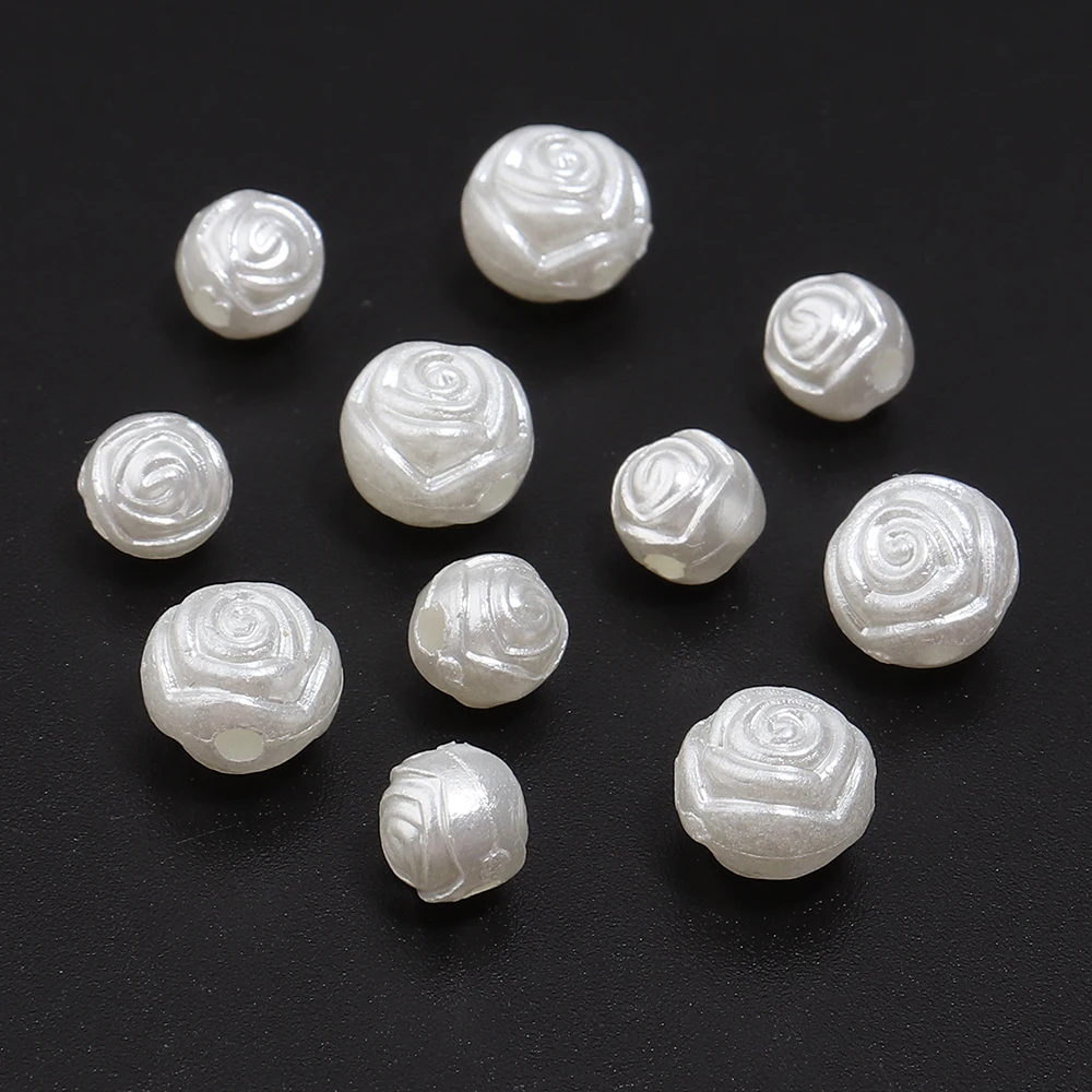 200/300pcs ABS Imitation Pearl Beads Rose Loose Charms Beads for Ornament Making Sewing crafts Decoration Beading Supplies