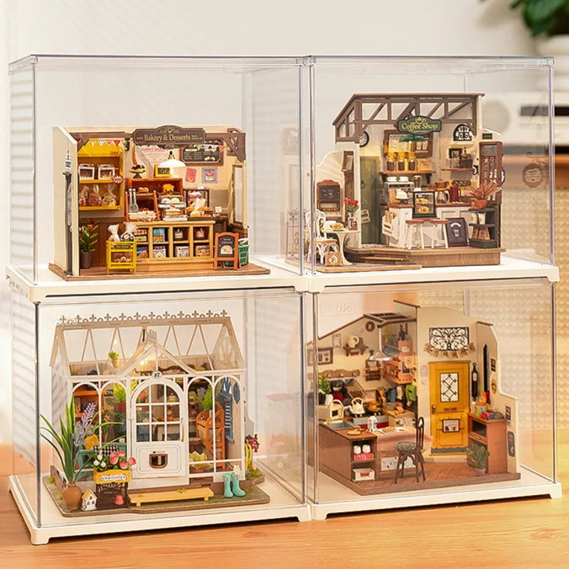 DIY Miniature Bakery House ชุดไม้ 3D ปริศนาของเล่นบล็อกอาคาร Bekaa Little House ชุดของขวัญส่งฝุ่นสีกล่องใหม่
