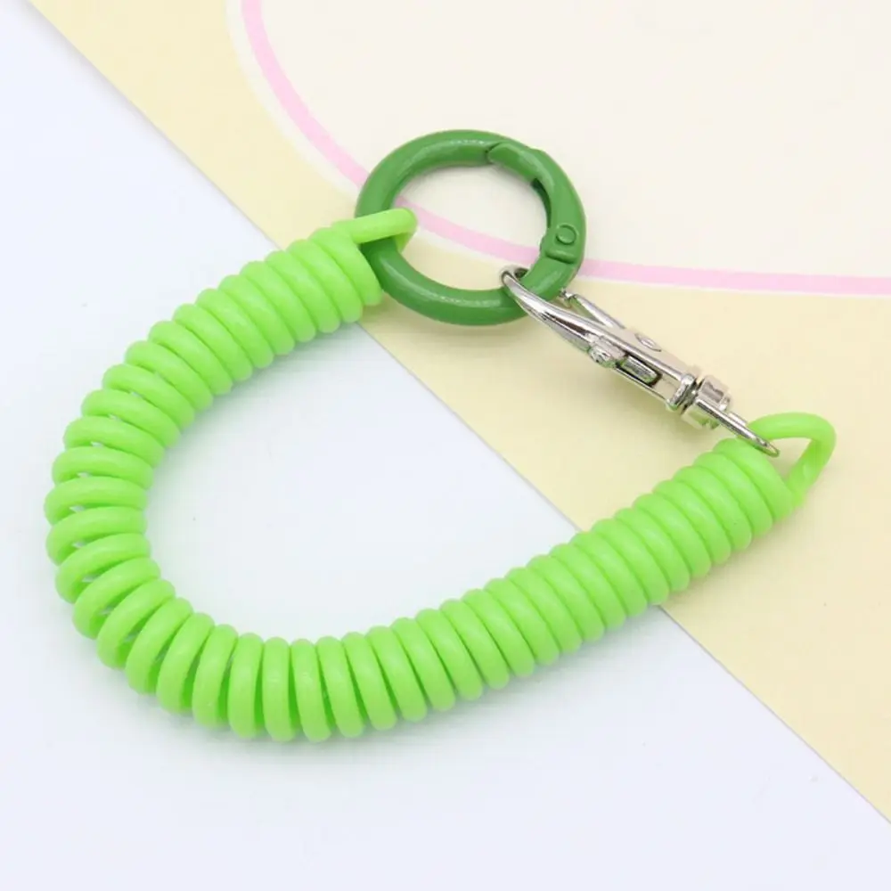 Keychain Lanyard Spiral Spring Coil Key Chain Holder Key Ring Stretch Spring Coil Anti-lost Lobster Clasp Key Hooks Keyring