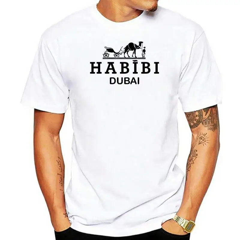 Hot Sale New Men's T Shirt New Fashion Summer Casual Man T Shirt Good Quality Habibi Dubai Logo Retro T Shirts