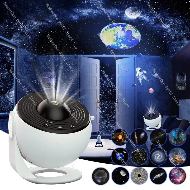 Galaxy Projector Star Light With Film Slides Bedroom Night Light Gift Atmosphere Projection Lamp Decorative Lighting