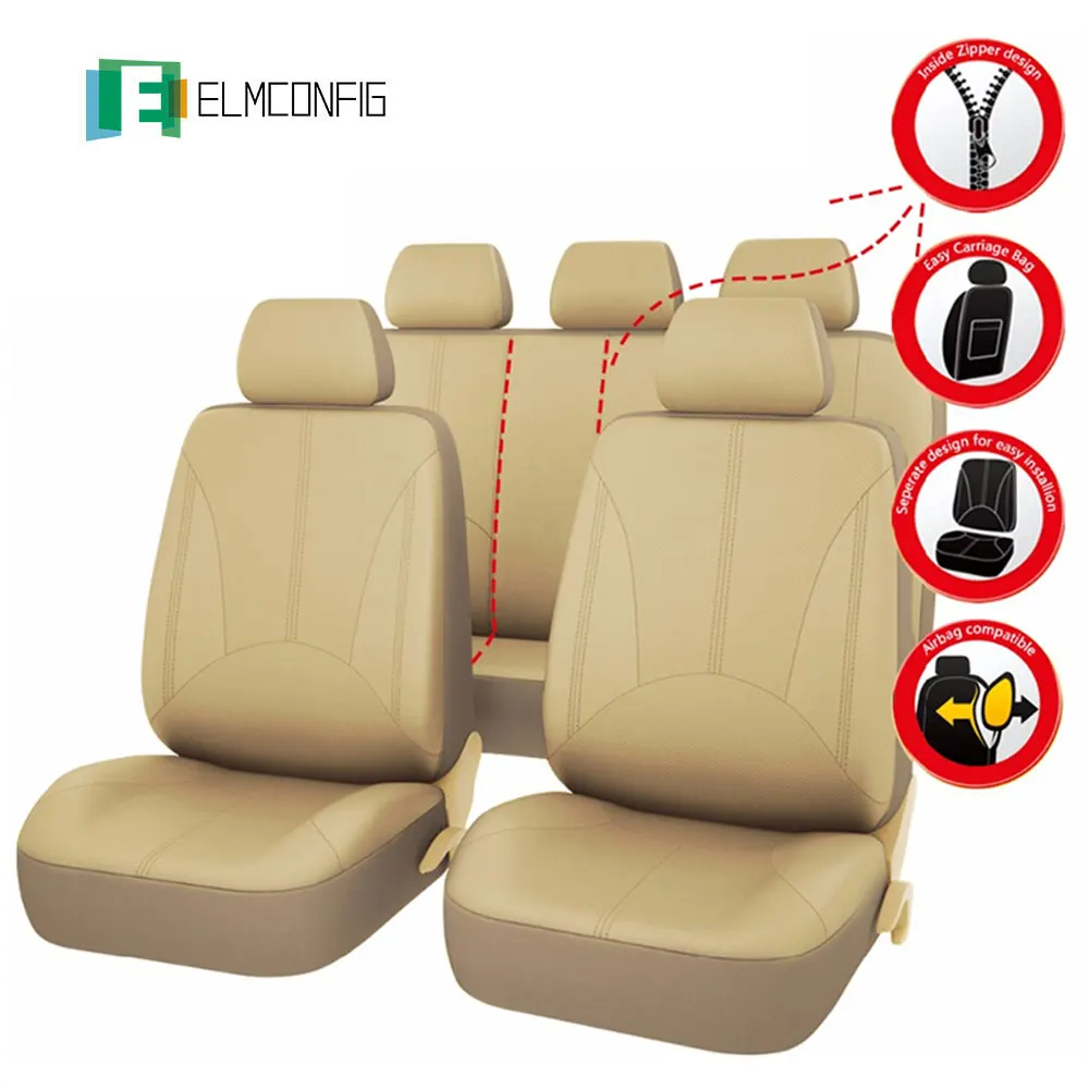 

Car Seat Covers Artificial Leather Beige Color Car Styling Universal Waterproof Car Seat Cover Seat Protectors Accessories