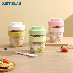 JUSTINLAU Portable Breakfast Fruit Oat Yogurt Salad Cup With Lid Spoon Food Storage Cup Fitness Weight Reducing Picnic Lunch Box