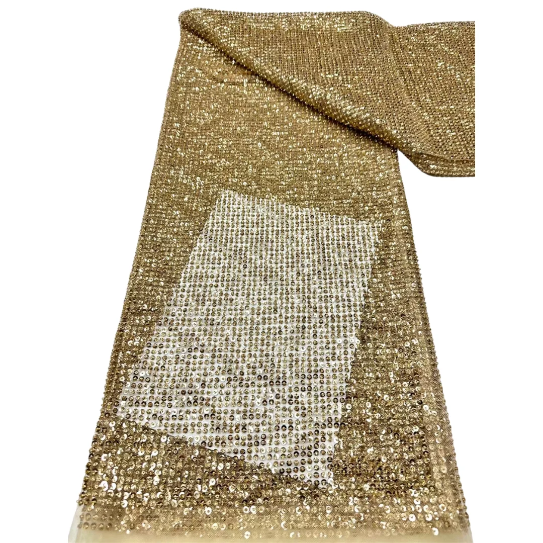 All‑Over Dense Sequins Full Glitter Tulle Fabric Hollow‑Out Solid Paillette Bead for Evening Prom Gown Craft Hand‑made Decoratio