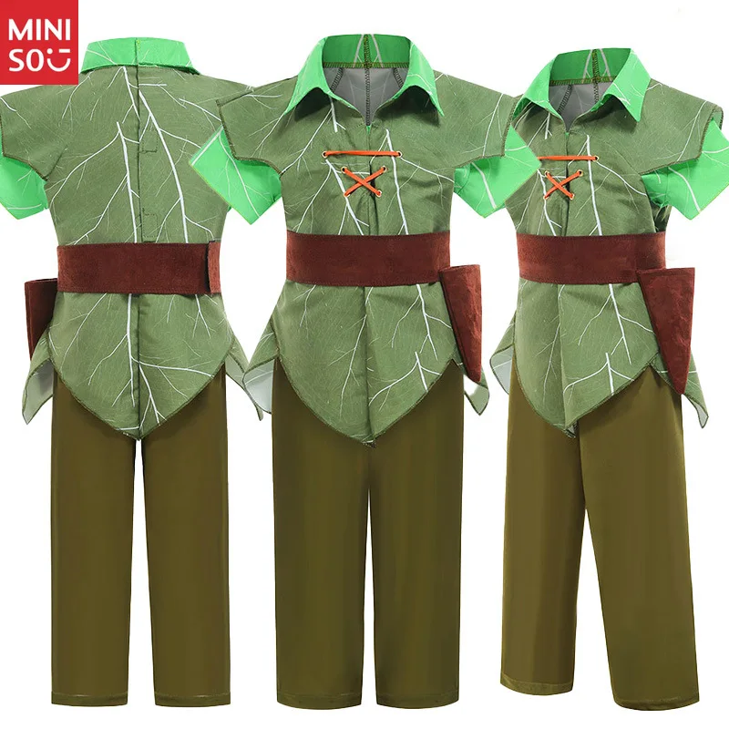 Disfraz de elfo verde Peter Pan para niños, traje de fiesta de Navidad de duendecillo para actuación infantil