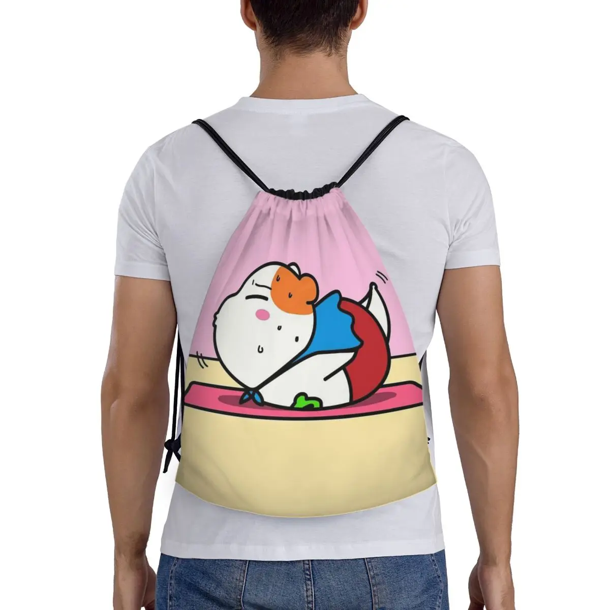 

Cute Cartoon Ebichu Backpacks Multi-function Drawstring Bags Shoes Bag Book Bags for Man Woman Students