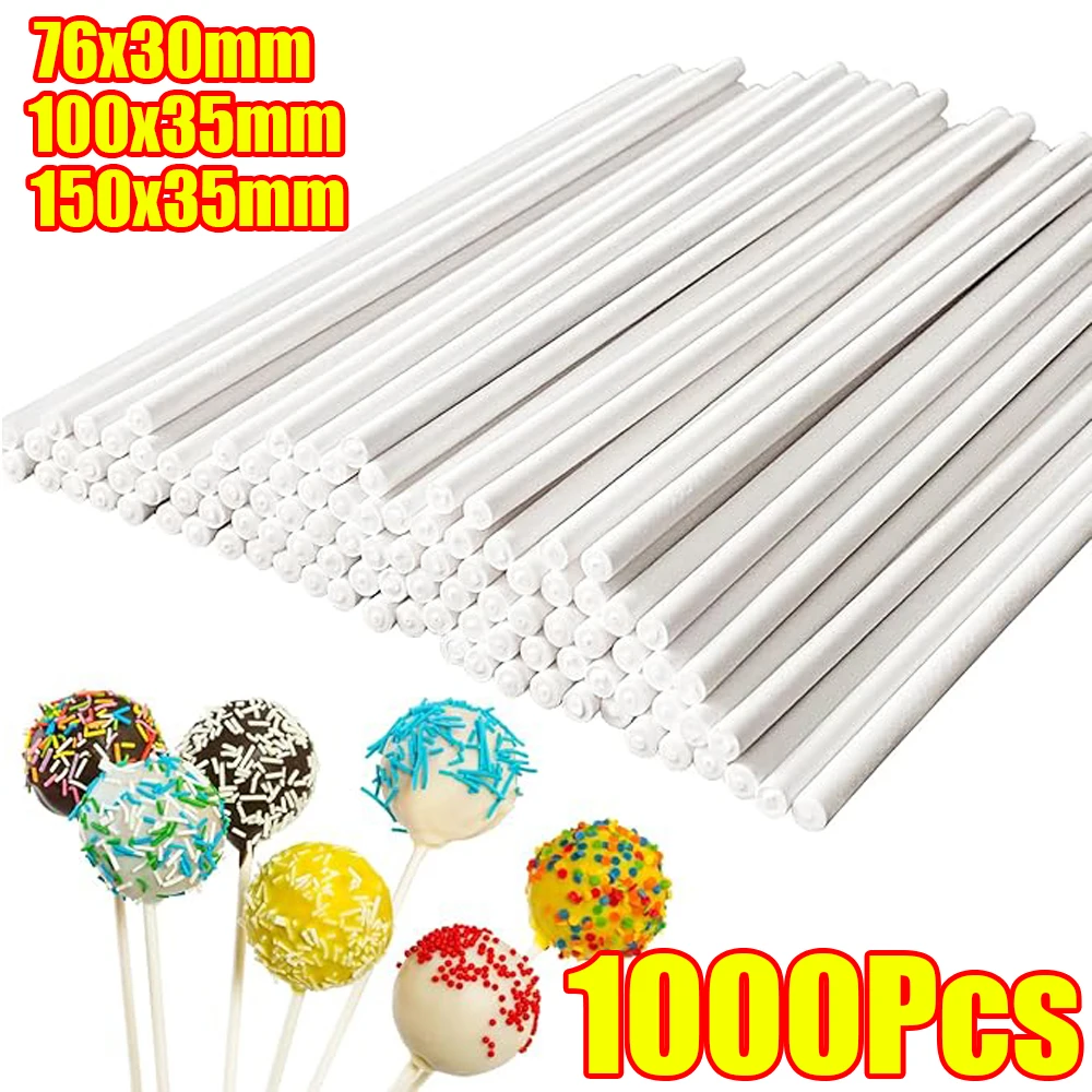 100–1000 Stück Papier-Süßigkeiten-Lutscher-Sticks, Zählen, Kuchen-Pop-Sticks, weiß, für Kuchendeckel, Dessert, Schokolade, Kekse, Süßigkeiten, DIY-Herstellung