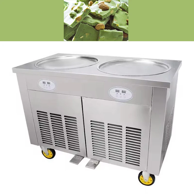 Thai Style Double Pot Ice Cream Roll Machine Commercial Multi-Functional Stir Fried Yogurt Machine