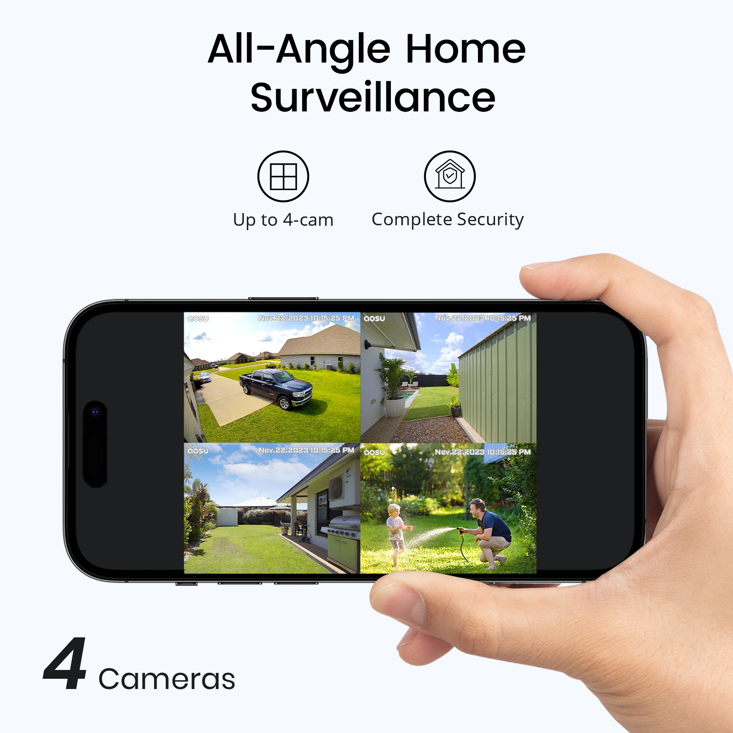 Dekco 5MP Solar Camera System Wireless 4 Cam Kit Outdoor WiFi Security Solar Camera Set Color Night Vision 2-Way Talk CCTV Cam