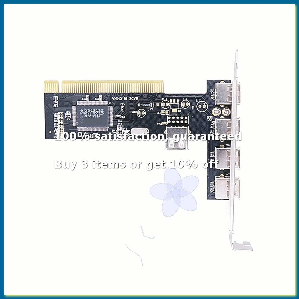 ●5 Ports PCI to USB 2.0 PCI Expansion Card Adapter Card 480Mbps Driver-Free PCI Card for Desktop Computer-ABFB