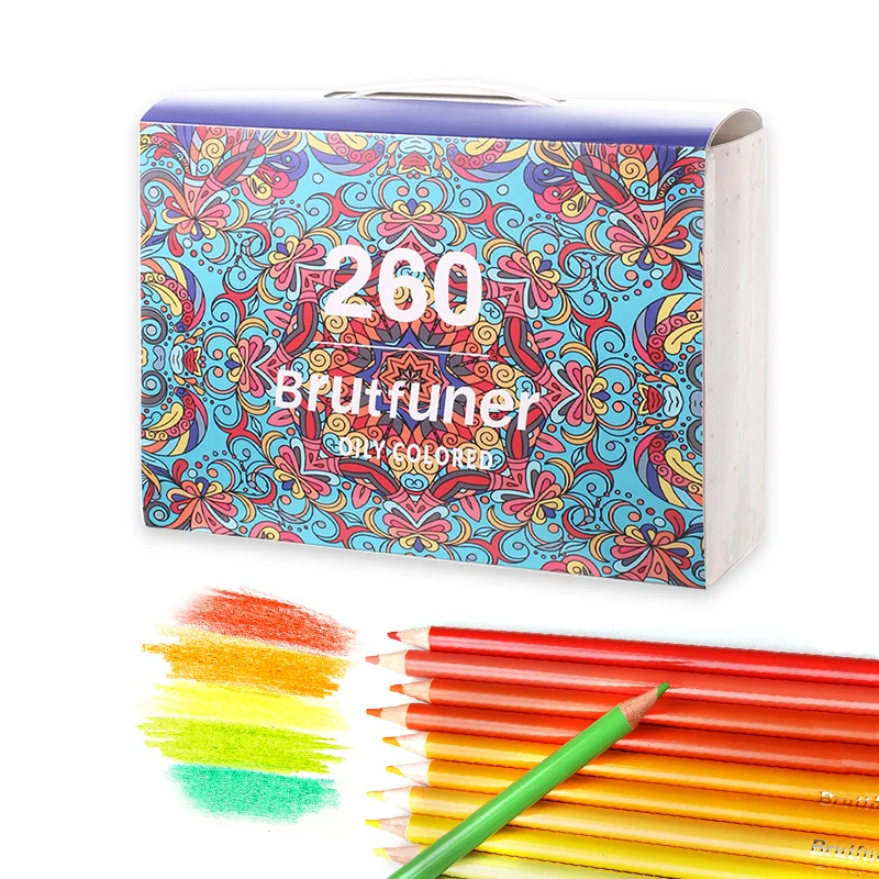 Набор цветных карандашей Brutfuner для рисования и скетчинга, 12/50/72/120/180/260 цветов, масляные и акварельные карандаши, для школы и художественных принадлежностей.