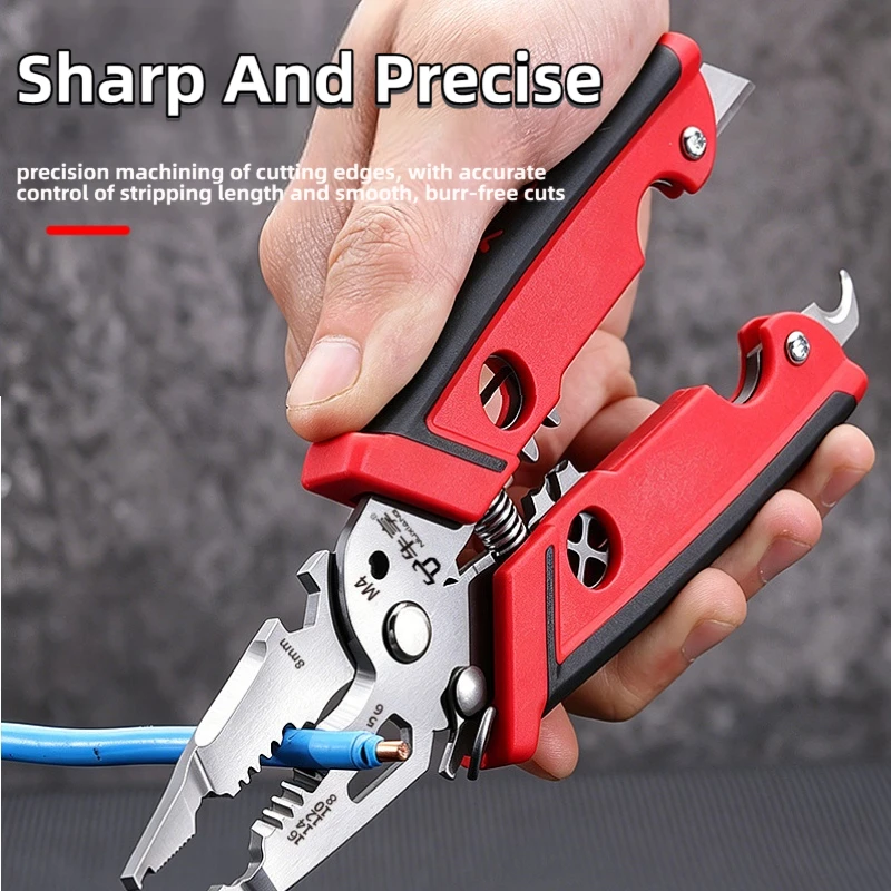 18in1 Multi Purpose Wire Stripping Pliers Manual Wire Pressing And Splitting Multifunctional Electrician Pliers For Wire Cutting
