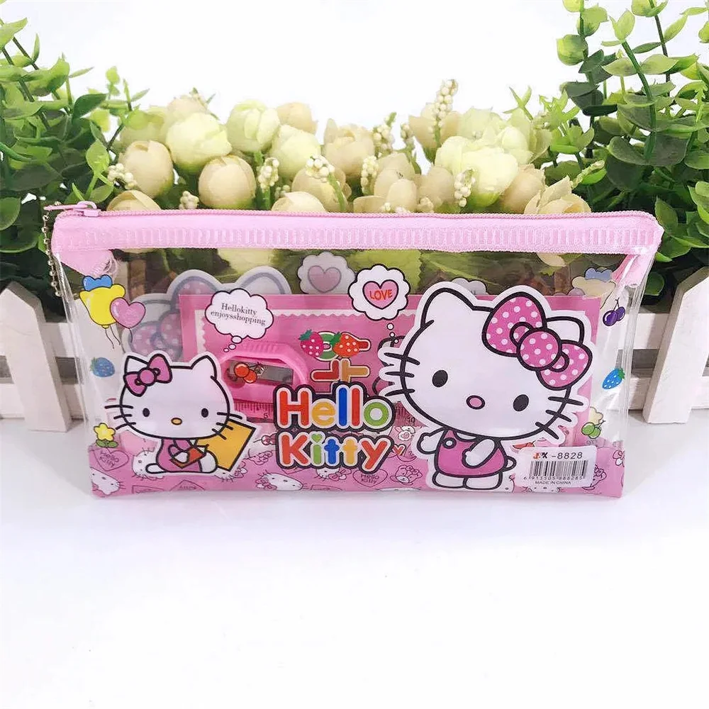 6 pz/Sanrio Kid stazionario Set hellogykitty Anime studente borse a matita gomma righello temperamatite astuccio Notebook regali per studenti