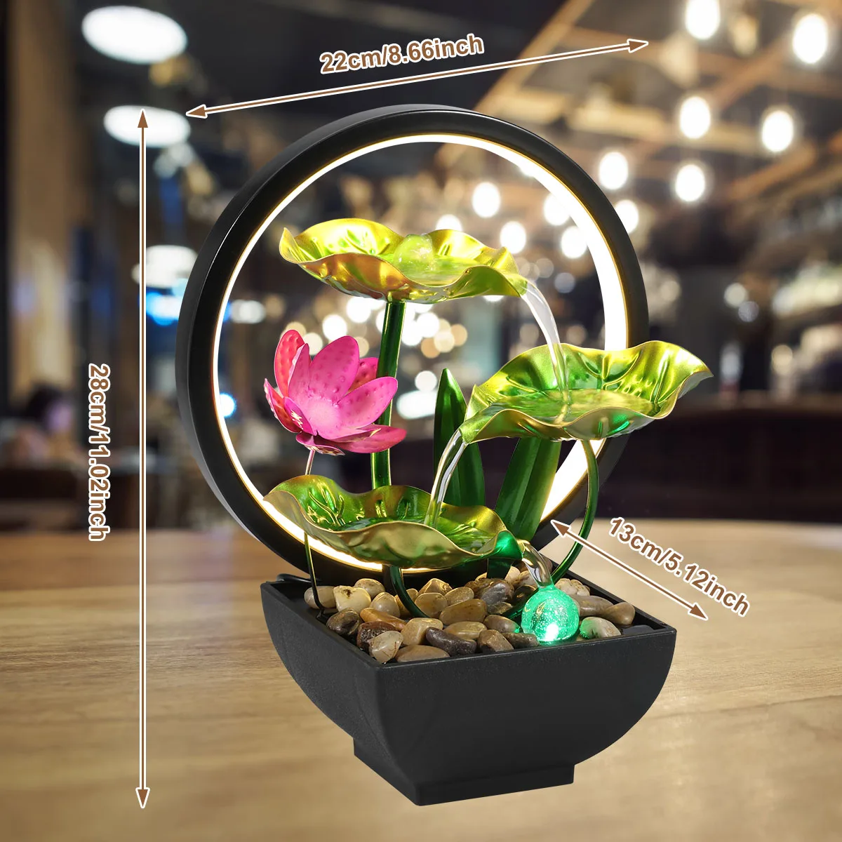 3-Tier Lotus Leaf LED Tabletop Fountain 6