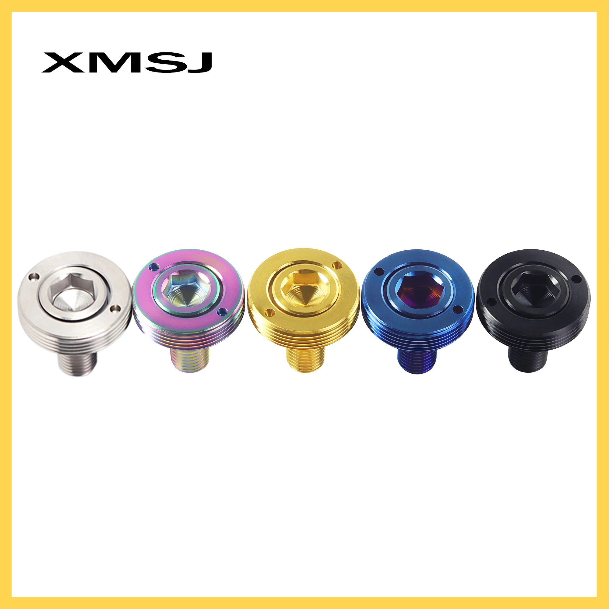 XMSJ Titanium Bike Crank Cap Bottom Bracket Axle Screw Center Shaft Crankset Fixing Bolts M8X15 Cover Square Hole Crankarm Bolt