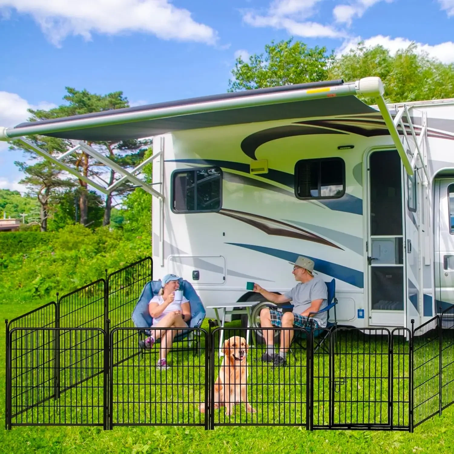 

[XMSJ]Ограждение для высокого сада, бордюр с воротами, 48 дюймов (В), 12 панелей, всего 26,6 футов (Д), широкие дверные ограждения с низким пором, черный железный металл