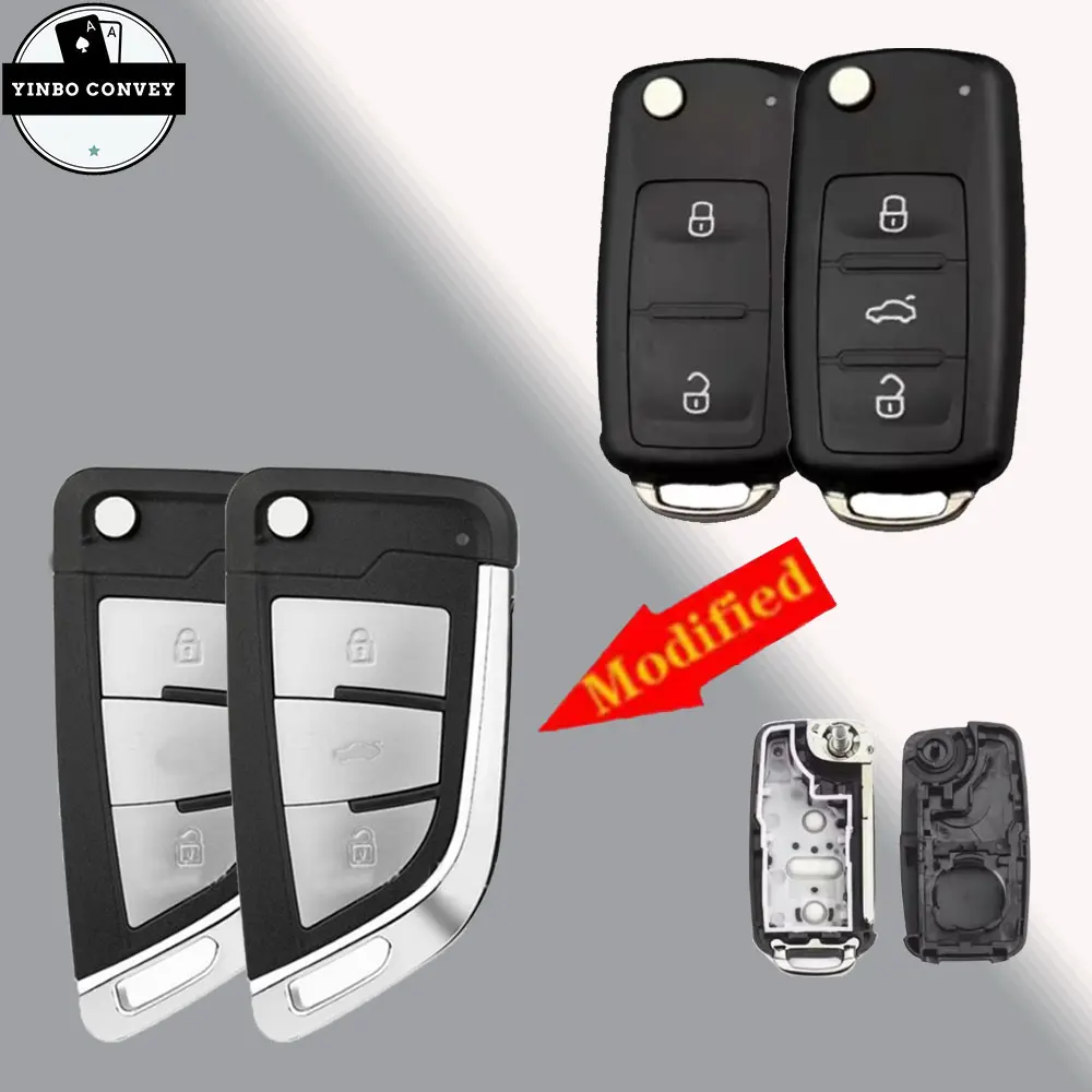 

YINBO - 2 3Buttons Upgrade Car Key Fob Case Shell Housing for ForVW Jetta Golf Polo Passat Beetle Skoda B5 Fob 202AD