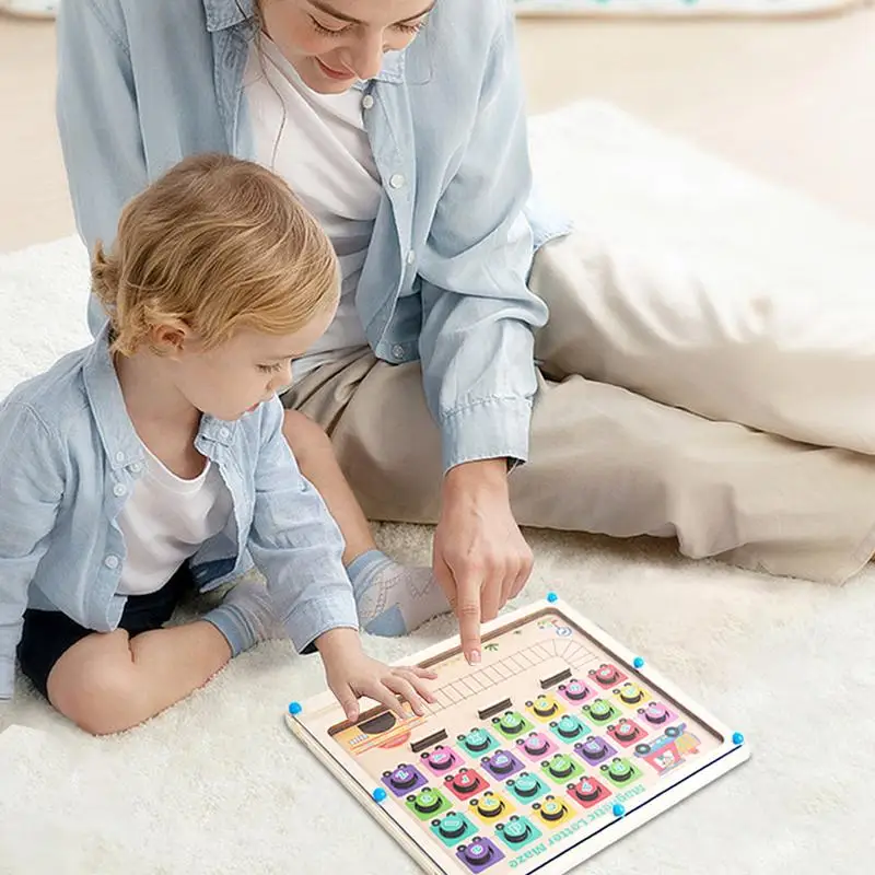 Alphabet Magnet Board Wooden Magnetic Maze Board Letter Puzzle Alphabet Board Alphabet Color Sorting Educational Toys Magnetic