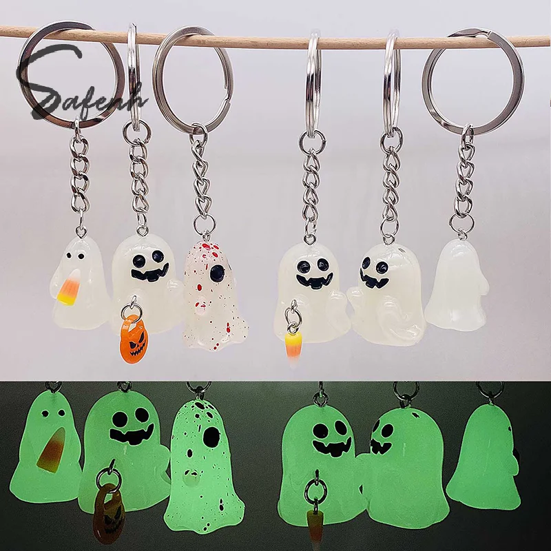 1Pcs Halloween Keychain Glow-in-the-dark Ghost Keychain Schoolbag Pendant Holiday Gift