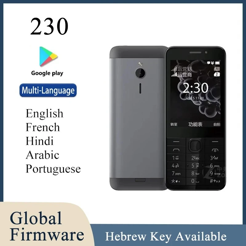 Unlocked 230 Dual Sim Global Version Phone, Multi Language, Front Camera Dumbphone, Arabic Keyboard, unlocked Used Phone