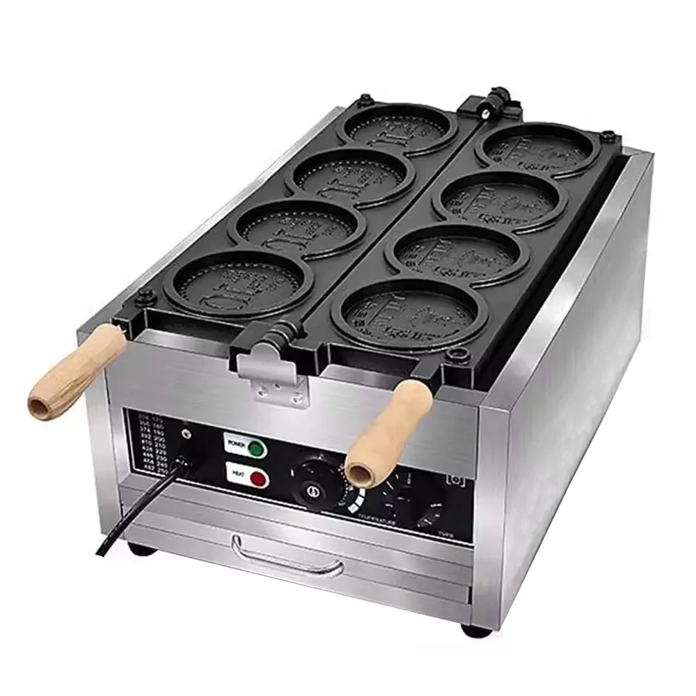 XEOLEO Commercial 4 Grids Cheese Korea Coin Bread Machine Machines Custom Cheese Coin Pancake Waffle Maker