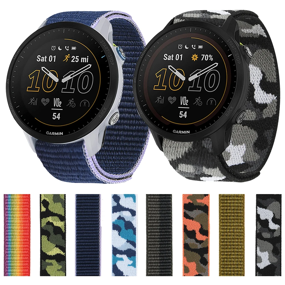 Nylon Weave wristband For Garmin Forerunner 935/ 945 LTE/955 Solar/Descent Mk2 Smart watch Strap watchband Camouflage Bracelet