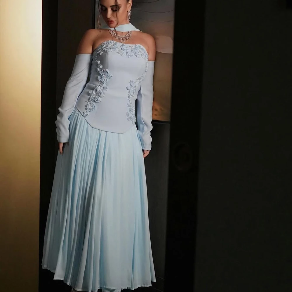 

Elegant Dubai A-Line Evening Dress Long Formal Prom Wedding Party Gown for Women with Chiffon Shawl Customizable 2025