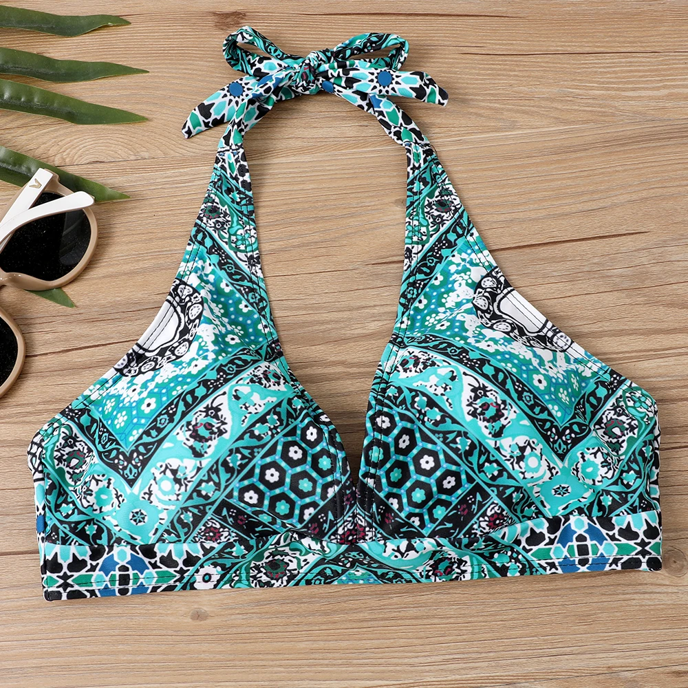 2023 Summer Two Piece Set Beachwear Swim Suit Vintage Bathing Suit High Waist Swimsuit Bikini Women New Design Printing Swimwear