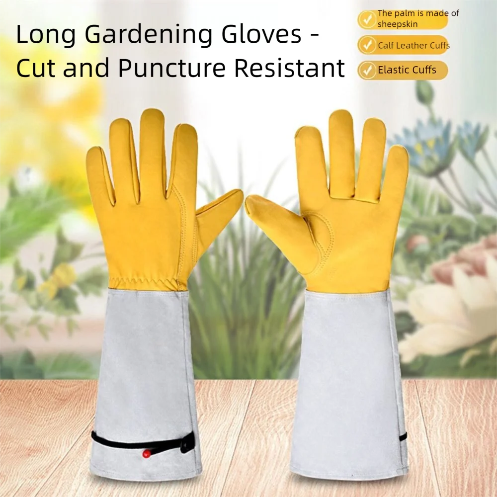 

Long-sleeved Thorn Proof Gardening Gloves Breathable Safety Labor Protection Glovess Anti-slip Adjustable Cuff