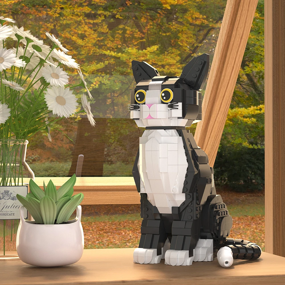 Black Adorable Cat Mini Model Building Blocks Expressive Faces Options for Kid Toys Pet Fans Style Bricks Party Gifts - view 2