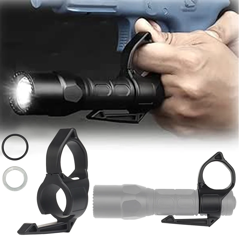 Flashlight Ring Grip Anti-slip Finger Ring Flashlight Adapter Holder Compatible Pocket Clip Multifunction Outdoor Portable