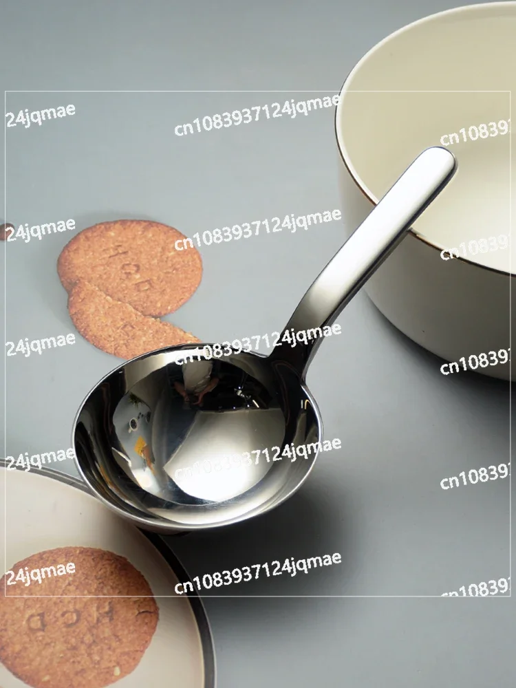 Thickened Soup Shell Short Handle Large Round Head Spoon Deep Mouth Soup Soup Spoon Noodle Eating Spoon 304 Stainless Steel