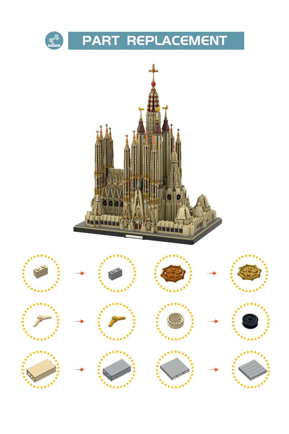 MOC Spanish Architecture Church Sagrada Familia Builidng Blocks Set Sightseeing Attractions Chapel Barcelona Bricks Toy Kid Gift