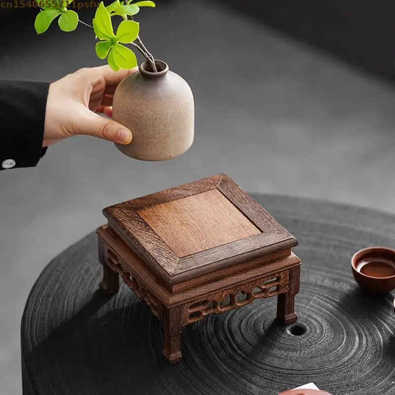 Miniature Wooden Table Base Figurines Vase Incense Display Stand Tea Sets Pedestal Fish Tank Lathe Bonsai Plant Shelf Home Decor