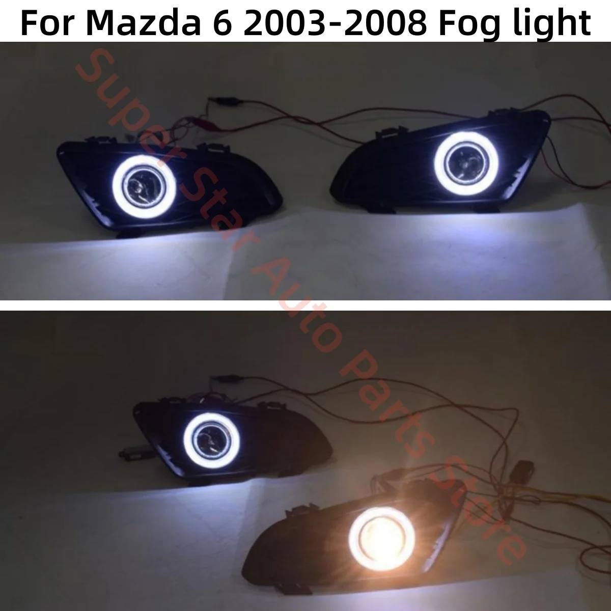 For Mazda 6 2003-2008 Fog light Special use LED Daytime running light Modification Lens Fog lamp Eyes of angels Automobile parts