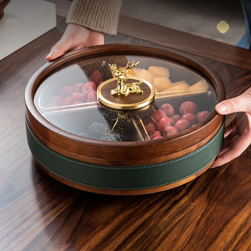 High end Chinese style solid wood dried fruit storage box, living room coffee table, tabletop, fruit plate, dining table