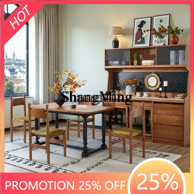 

CL wood dining table and chair combination medium antique rectangular dining table restaurant household square table