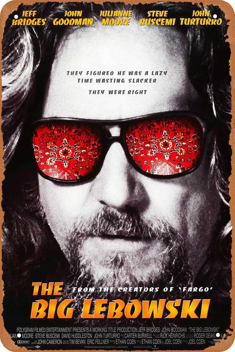 1P, винтажная жестяная вывеска из фильма «Большой Лебовски», постер в стиле ретро, настенная художественная вывеска для кафе, бара, паба, домашнего декора, постеры с фильмами 8x12 дюймов