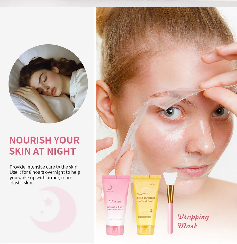 

1 setNight Dual Effect Smear Peel Off Mask Set, Turmeric Skin Care Long Lasting Moisturizing