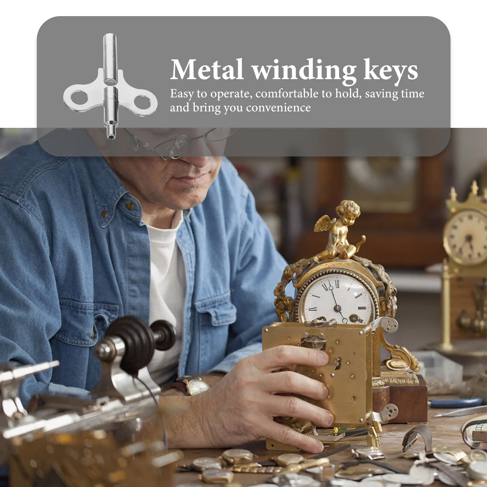 

2pcs Winding Steel Winding Repairing Winders Keys For Repair Durable Wall Clock Accessories Replacement Tool Clock Parts