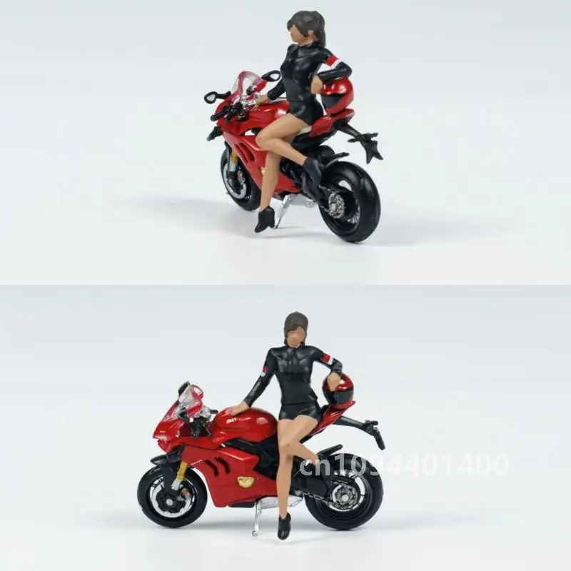 MINIGT 1: 64 Panigale V4 S w Girl 682 Locomotief Legering auto moto model