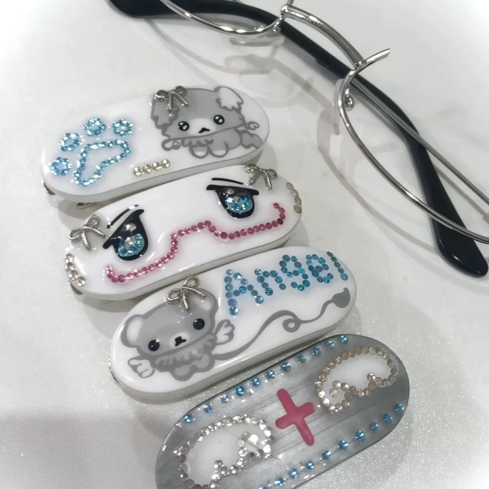 Vintage y2k kawaii cão pata anjo urso cruz asas doce clipe lateral hairpin acessórios de cabelo para mulheres meninas