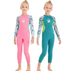 Traje de buceo de manga larga para niñas, bañador de neopreno de 2,5 MM, ropa de Medusa para surfear, traje de baño para agua fría