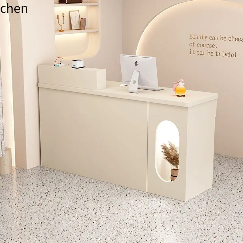CZ  Cashier Counter Glass Centerpiece Flowing Water Table Women's Decorations Front Desk Display Table Storage Cabinet