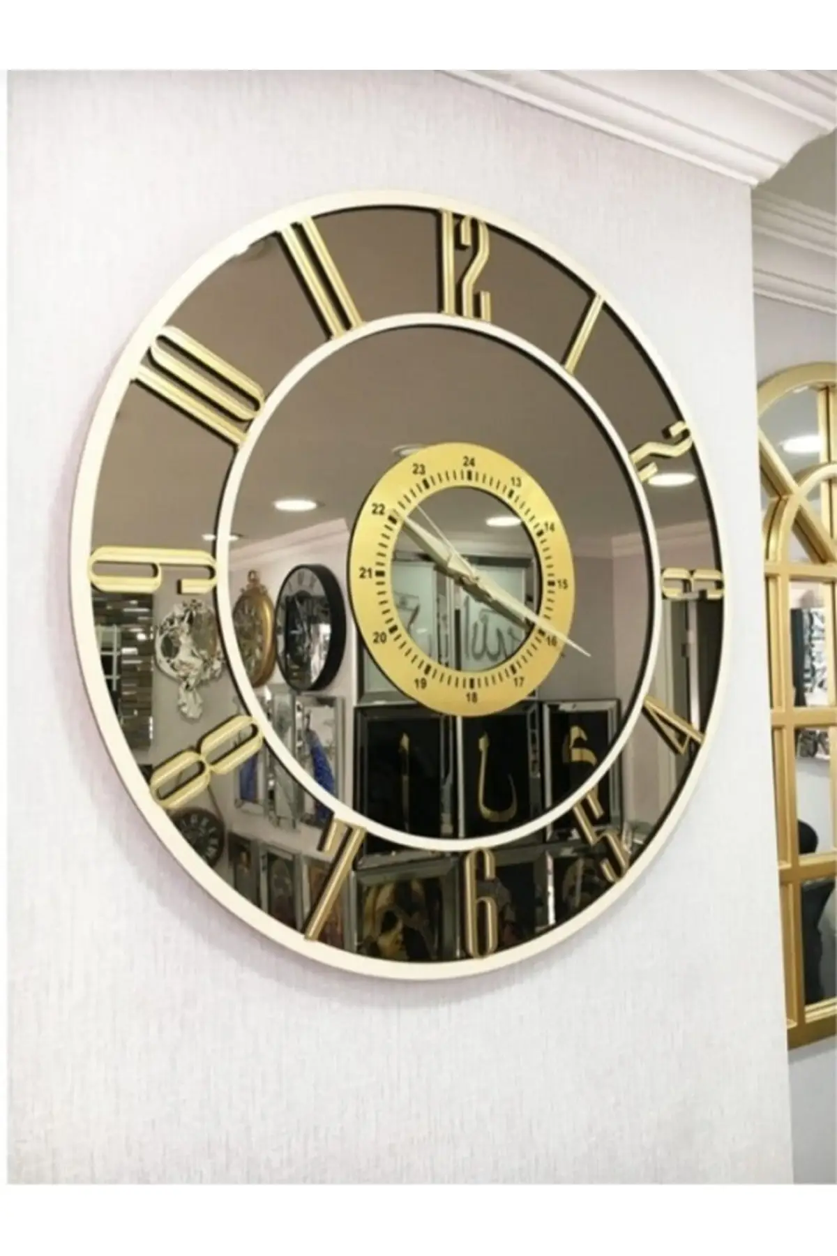 Real Mirror Decorative Wall Clock handmade modern quality luxury new season home and office (40 CM)