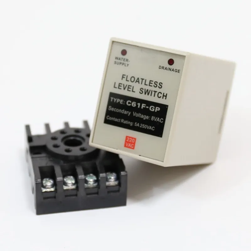 1PC Floatless Level Switch Water Level Controller Automatic Pump Switch liquid level relay 220VAC With 8pins Socket 50/60Hz